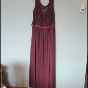 David’s Bridal Long Lace Bodice Bridesmaid dress